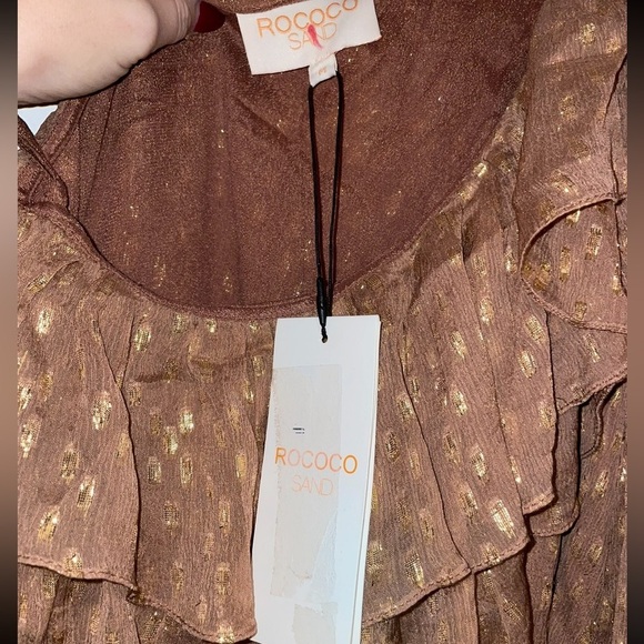 New! Rocco Sand Aine One Shoulder Belted Mini Dress ✨ Medium NWT! - Picture 13 of 16